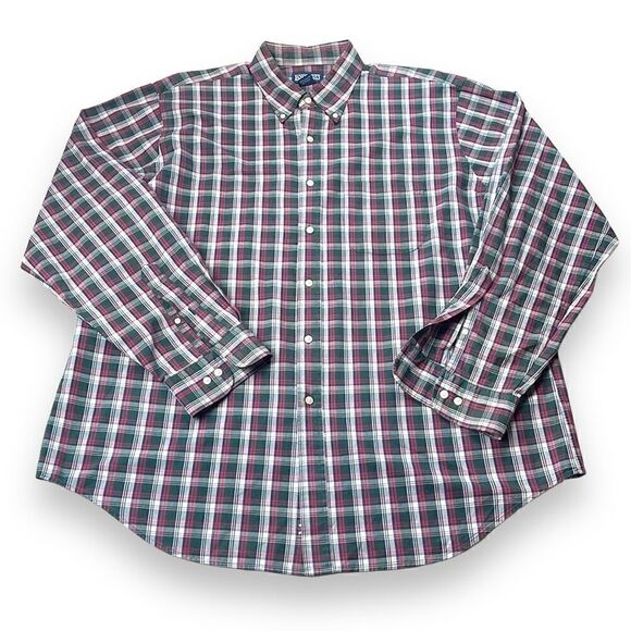 Lands End Shirt Mens Extra Large XL Green Plaid Long Sleeve Button Down Shirt - Picture 2 of 12